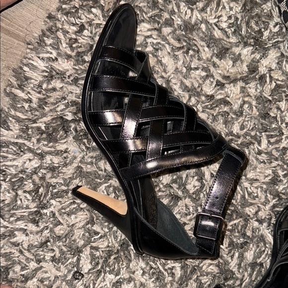 Vince Camuto Black Patent Leather High-Heeled Sandals - Picture 5 of 9